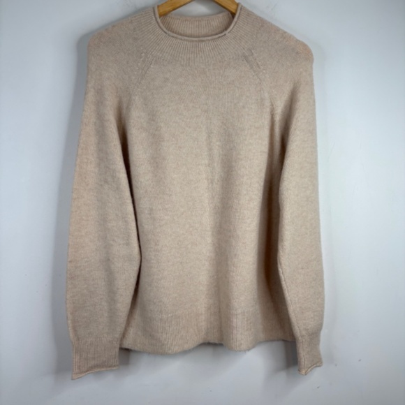 J Crew Rollneck Sweater L Supersoft Yarn Beige Wool Alpaca Classic Minimalist - Picture 2 of 10